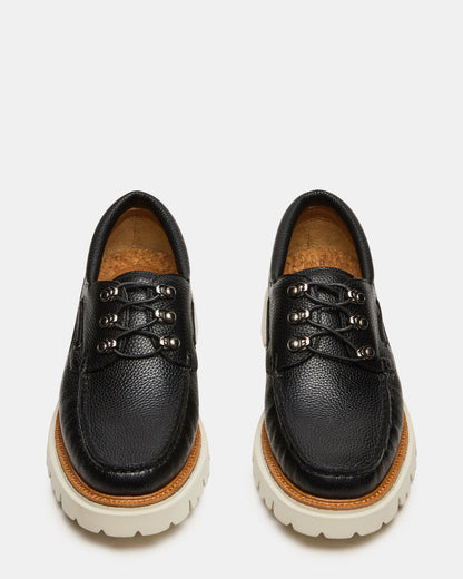 VICTOR Black Leather Slip-On Men's Casual Boat Shoe - Steve Madden
