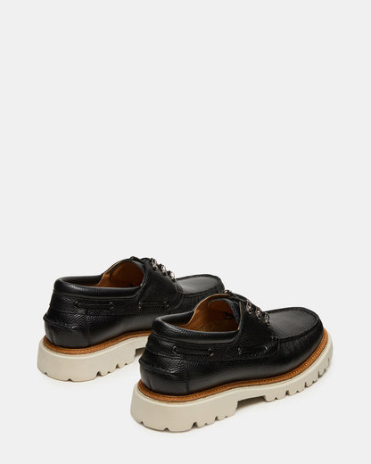 VICTOR Black Leather Slip-On Men's Casual Boat Shoe - Steve Madden