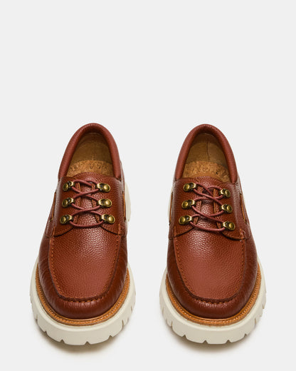VICTOR Cognac Leather Slip-On Men's Casual Boat Shoe - Steve Madden
