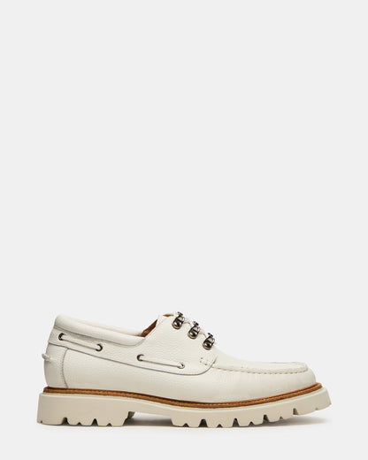 VICTOR White Leather Slip-On Men's Casual Boat Shoe - Steve Madden