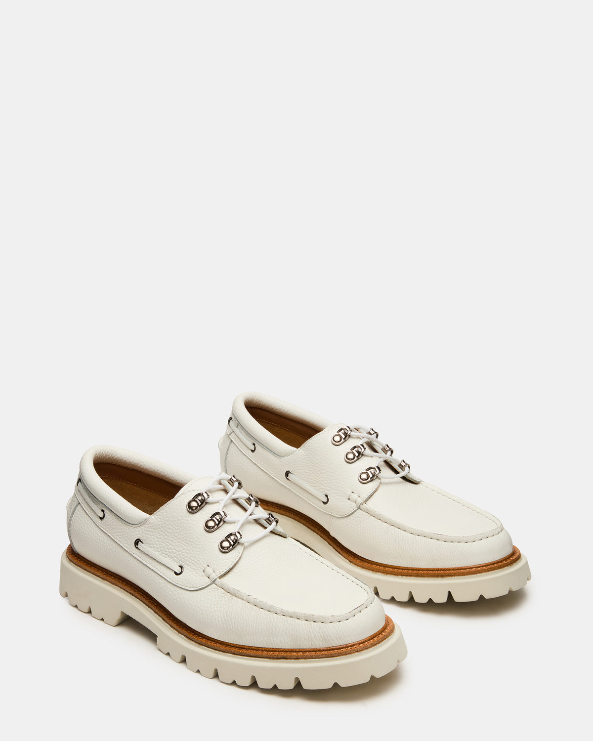 VICTOR White Leather Slip-On Men's Casual Boat Shoe - Steve Madden