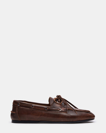 SCOUTT Brown Leather Slip-On Boat Men's Casual Shoe - Steve Madden