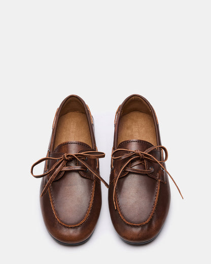 SCOUTT Brown Leather Slip-On Boat Men's Casual Shoe - Steve Madden