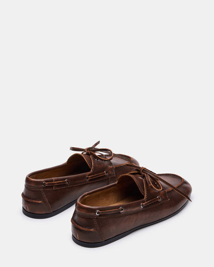 SCOUTT Brown Leather Slip-On Boat Men's Casual Shoe - Steve Madden