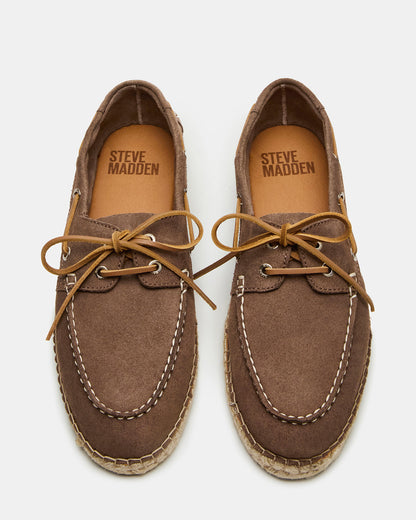 PANCHO Taupe Suede Slip-On Espadrille Boat Shoe Men's Casual - Steve Madden