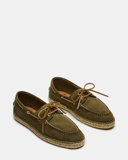 PANCHO Olive Suede Slip-On Espadrille Boat Shoe Men's Casual - Steve Madden