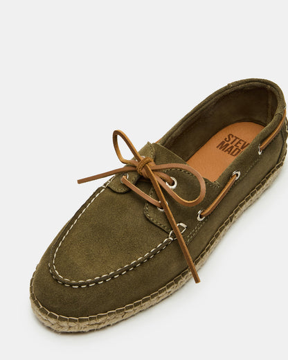 PANCHO Olive Suede Slip-On Espadrille Boat Shoe Men's Casual - Steve Madden
