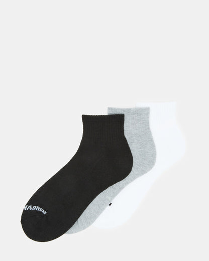 SPORT CUSHION QUARTER SOCKS BLACK/WHITE | Men's Sport Quarter Socks - Steve Madden
