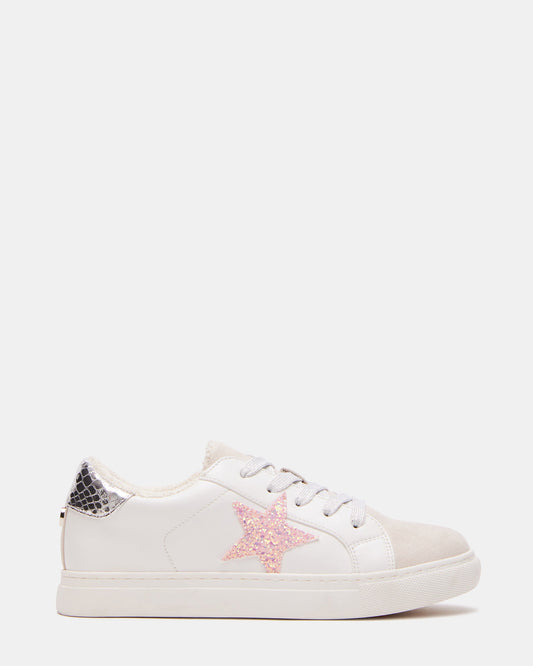 Kids' REZUME White Multi Girls' Lace-Up Star Sneakers - Steve Madden
