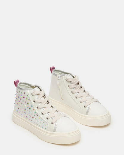 Kids' LAURISA White Multi High-Top Lace-Up Girls' Sneaker - Steve Madden