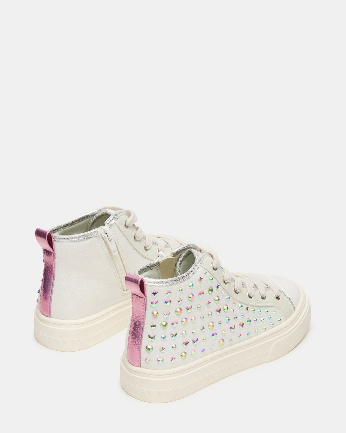 Kids' LAURISA White Multi High-Top Lace-Up Girls' Sneaker - Steve Madden