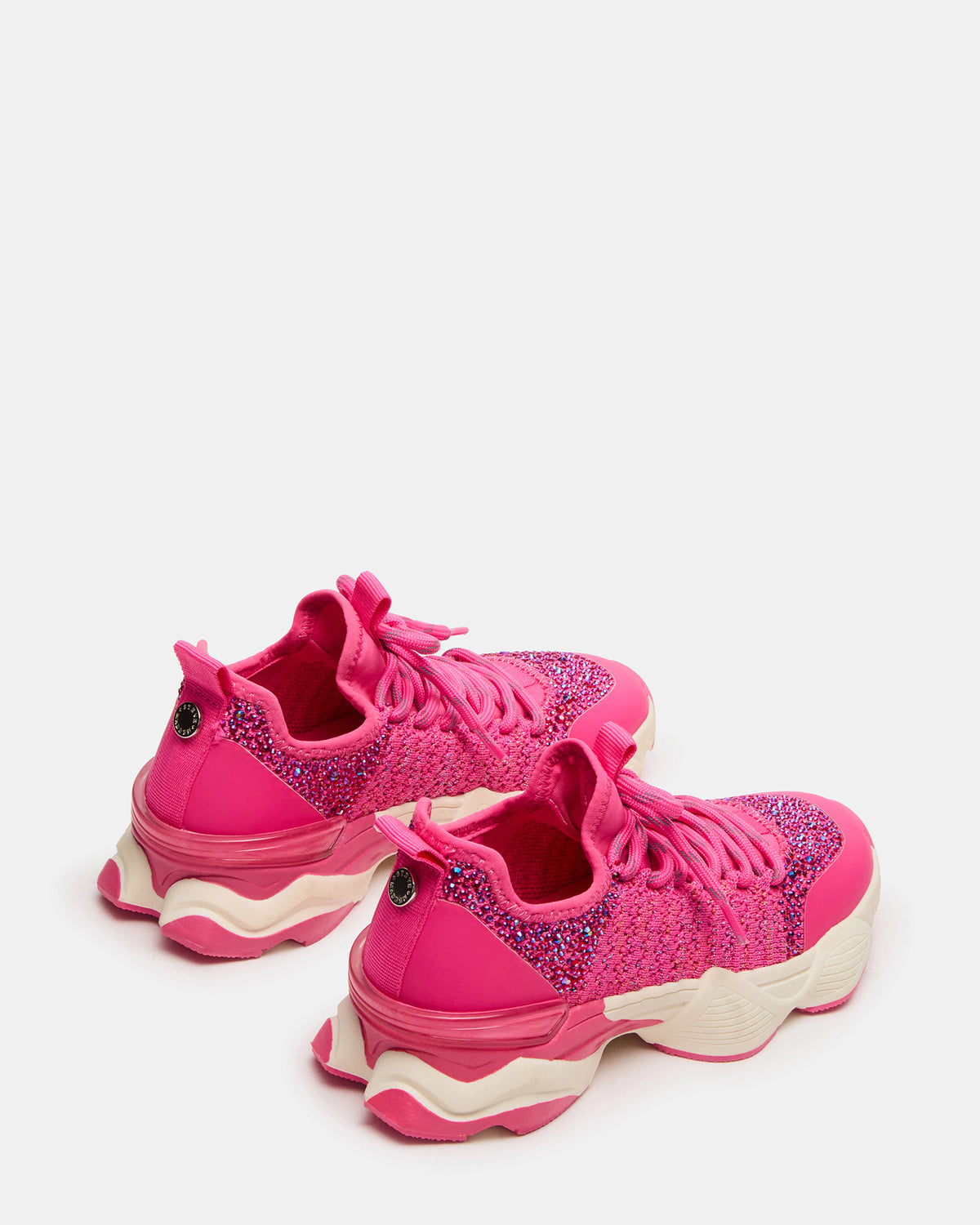 Kids' SOLACE Hot Pink Low-Top Lace-Up Knit Girls' Sneakers - Steve Madden