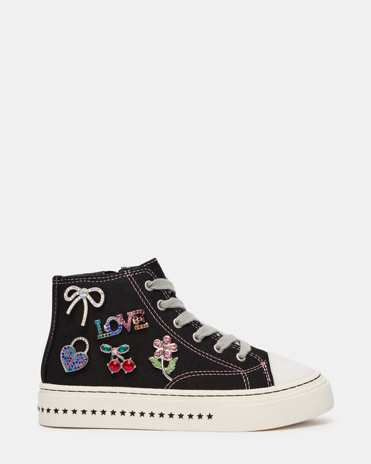Kids' JOYCEE Black High-Top Lace-Up Girls' Sneaker - Steve Madden