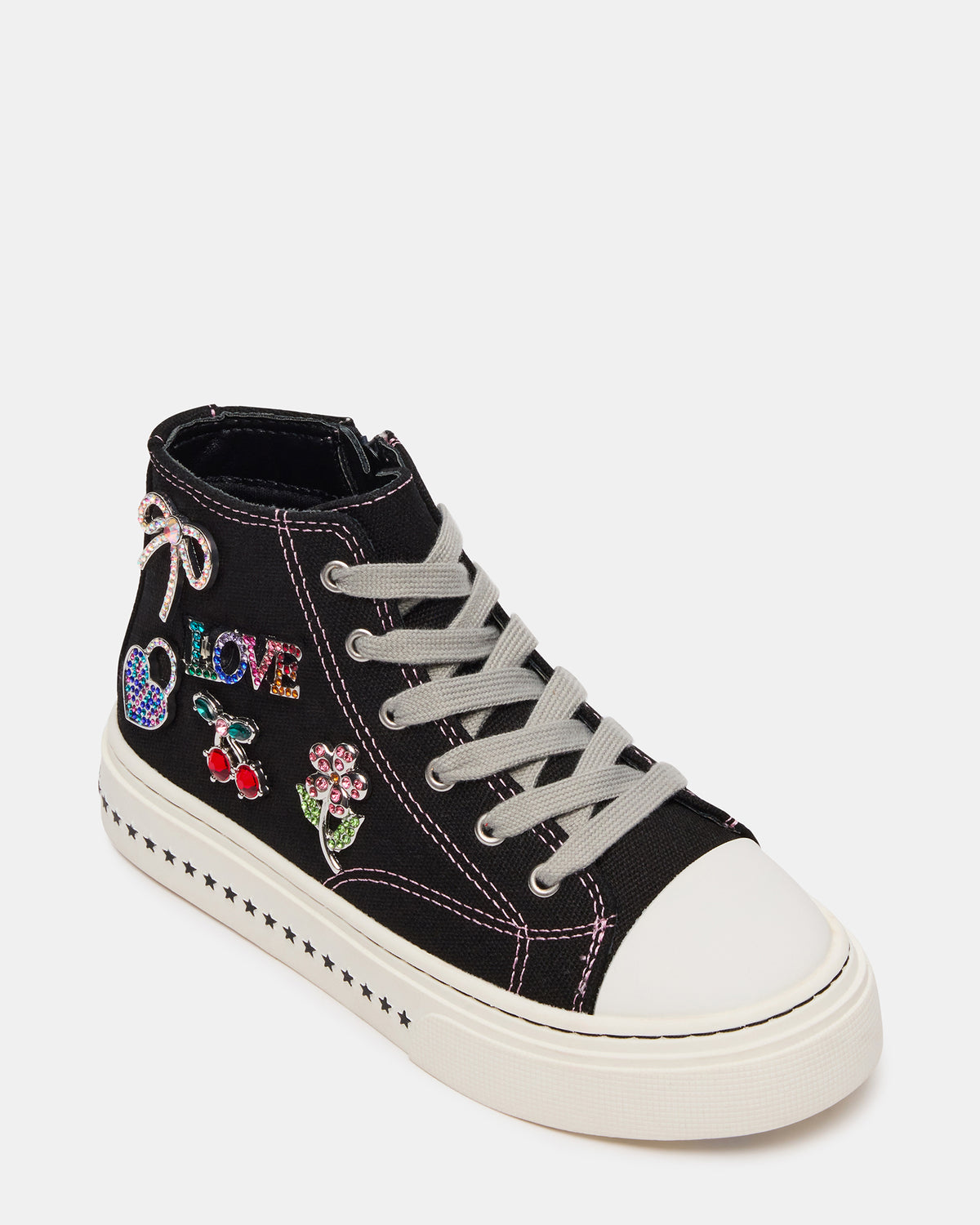 Kids' JOYCEE Black High-Top Lace-Up Girls' Sneaker - Steve Madden