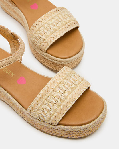 Kids' KIKO Natural Platform Raffia Wedge Girls' Sandal - Steve Madden