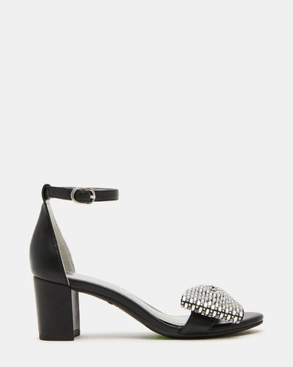 Kids' ABIGAL Black Rhinestone Embellised Block Heel Girls' Heel - Steve Madden