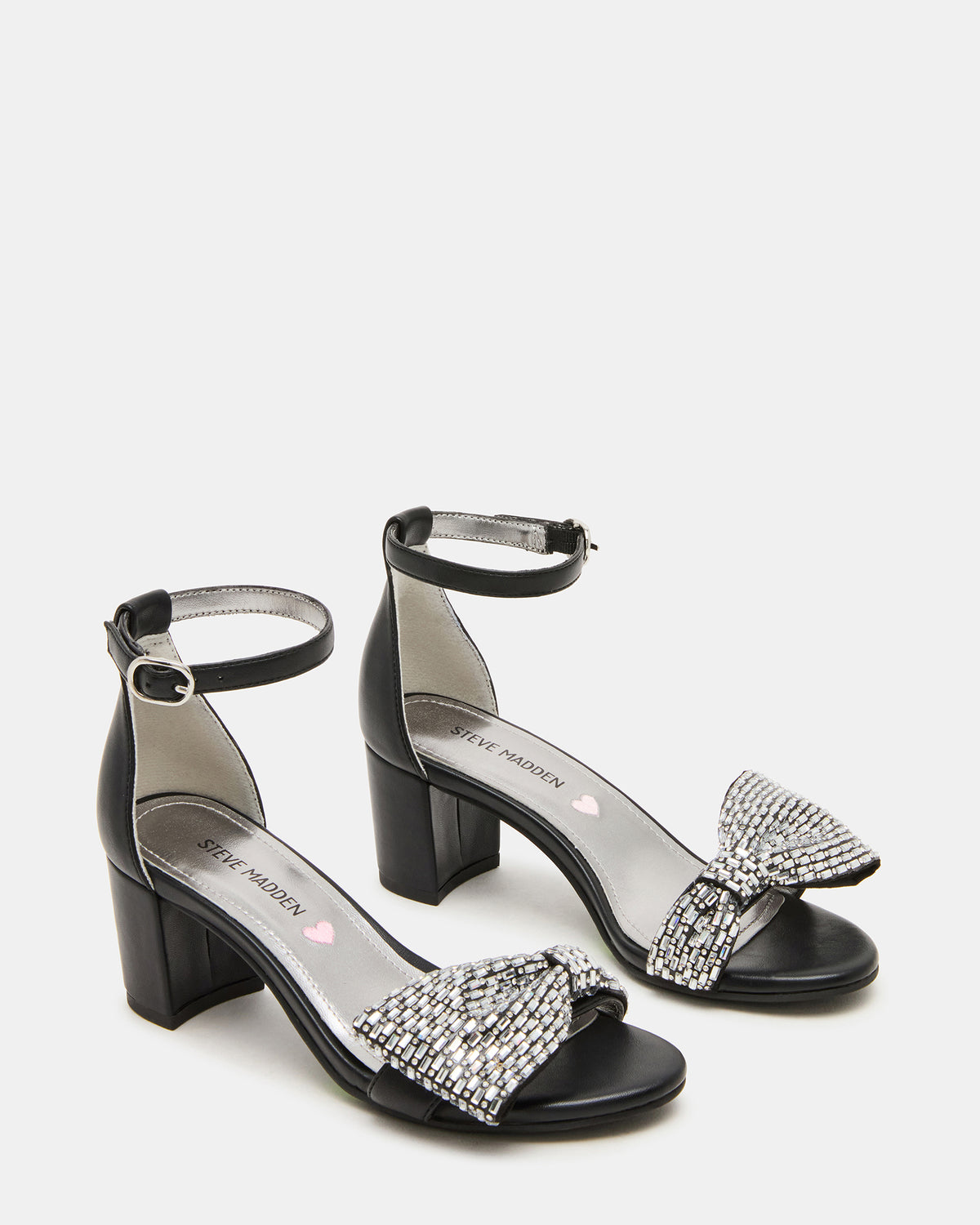 Kids' ABIGAL Black Rhinestone Embellised Block Heel Girls' Heel - Steve Madden