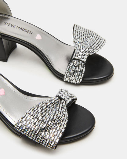 Kids' ABIGAL Black Rhinestone Embellised Block Heel Girls' Heel - Steve Madden