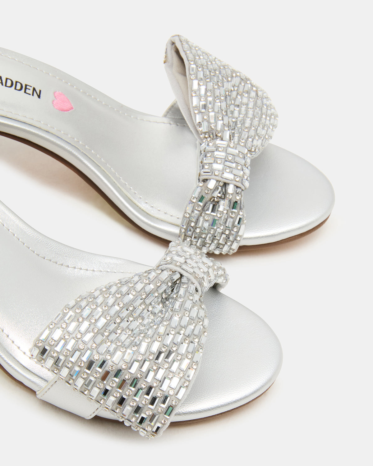 Kids' ABIGAL Silver Rhinestone Embellised Block Heel Girls' Heel - Steve Madden