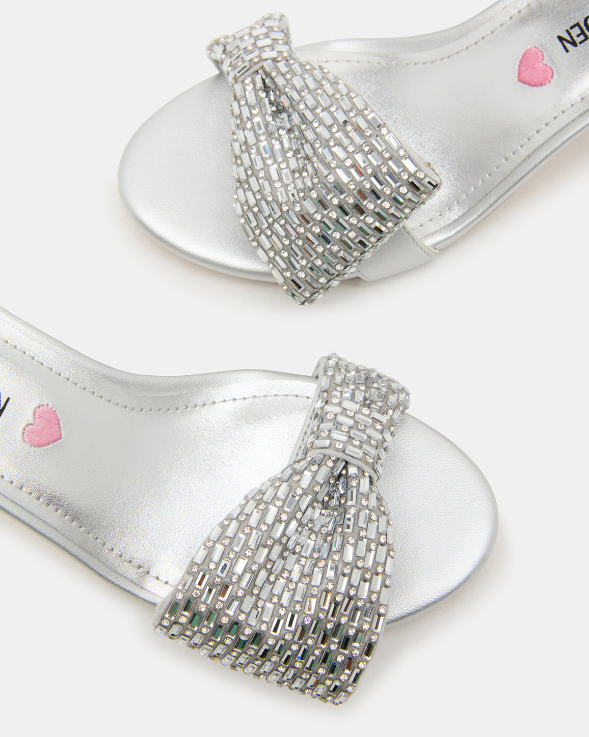 Kids' ABIGAL Silver Rhinestone Embellised Block Heel Girls' Heel - Steve Madden