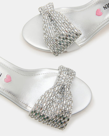 Kids' ABIGAL Silver Rhinestone Embellised Block Heel Girls' Heel - Steve Madden