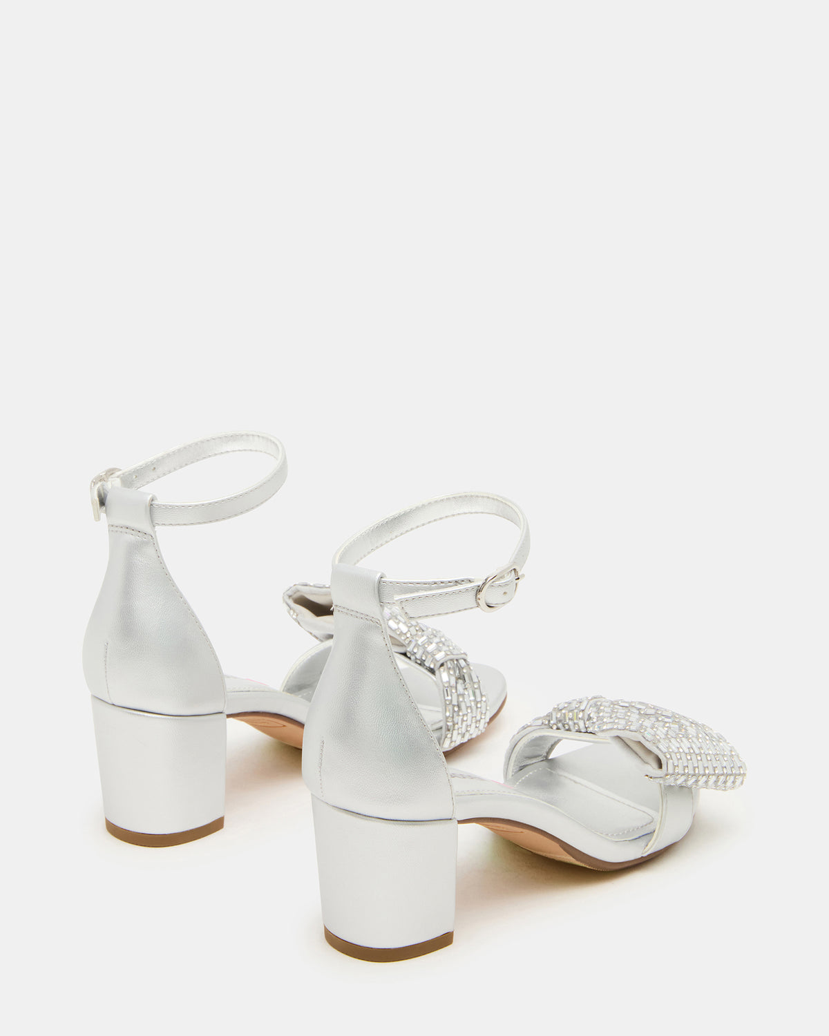 Kids' ABIGAL Silver Rhinestone Embellised Block Heel Girls' Heel - Steve Madden