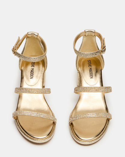 Kids' SIZZLE Gold Girls' Strappy Block Heel - Steve Madden