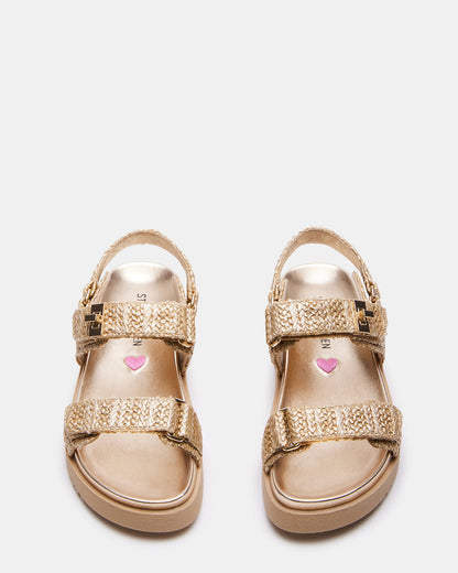 Kids' MONA Gold Multi Girls' Flatform Sandal - Steve Madden