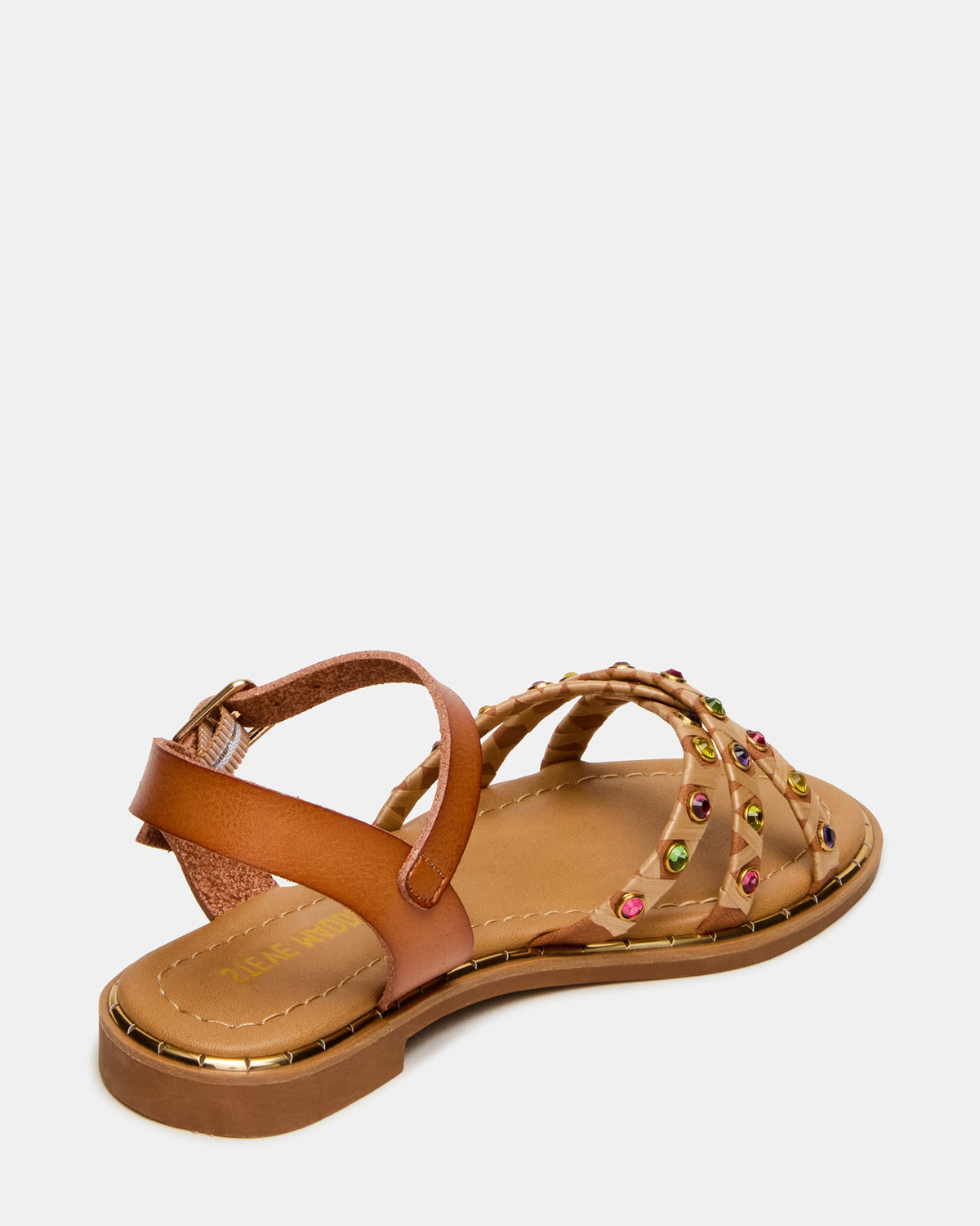 Kids' GILLIAN Cognac Multi Strappy Rhinestone Embellished Girls' Sandal - Steve Madden