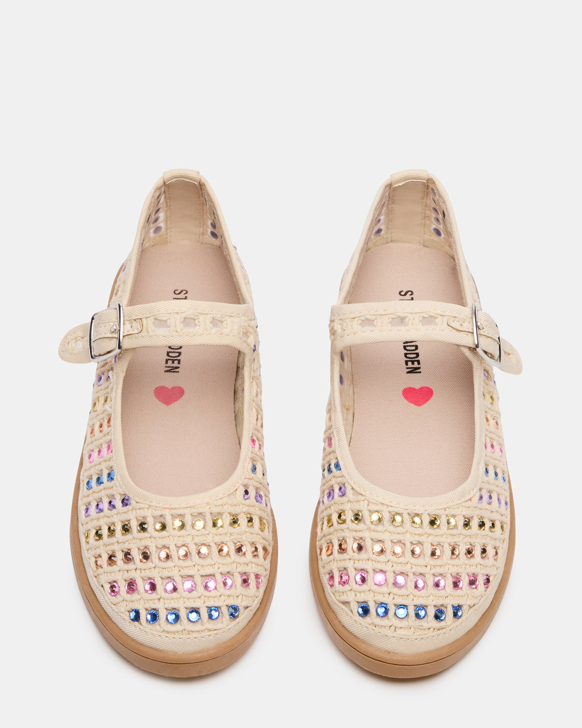 Kids' ROREE Natural Rhinestones Girls' Mary Jane Flats - Steve Madden