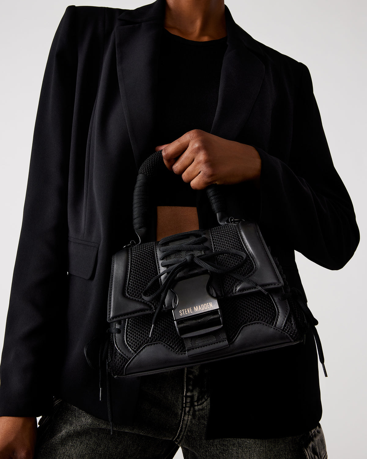 DIEGO Black Women's Handbag with Crossbody Strap - Steve Madden
