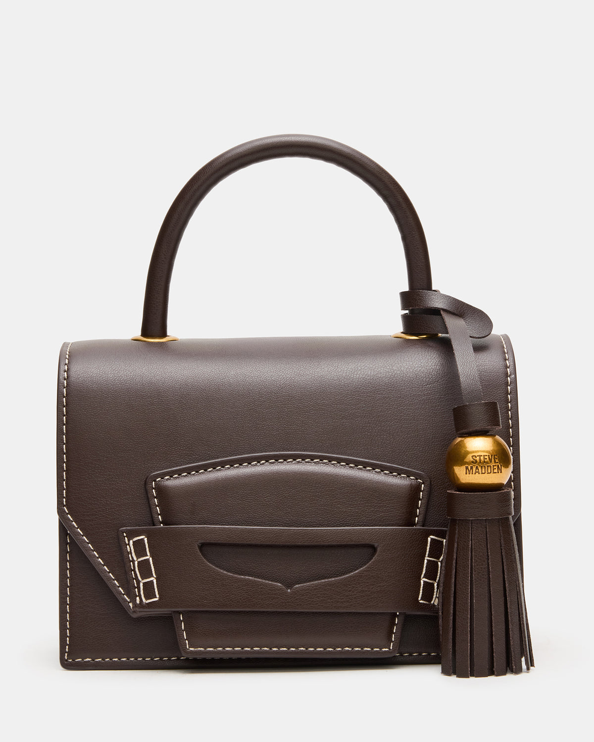 PREPPY Bag Brown Structured Top-Handle Penny Loafer Crossbody Handbag - Steve Madden