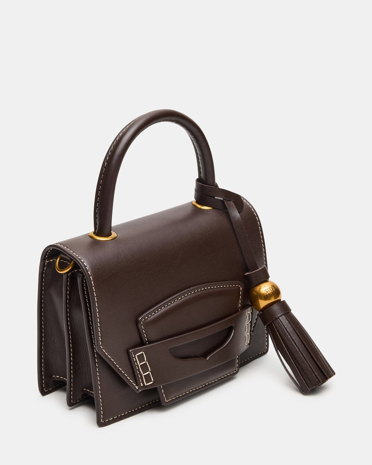 PREPPY Bag Brown Structured Top-Handle Penny Loafer Crossbody Handbag - Steve Madden