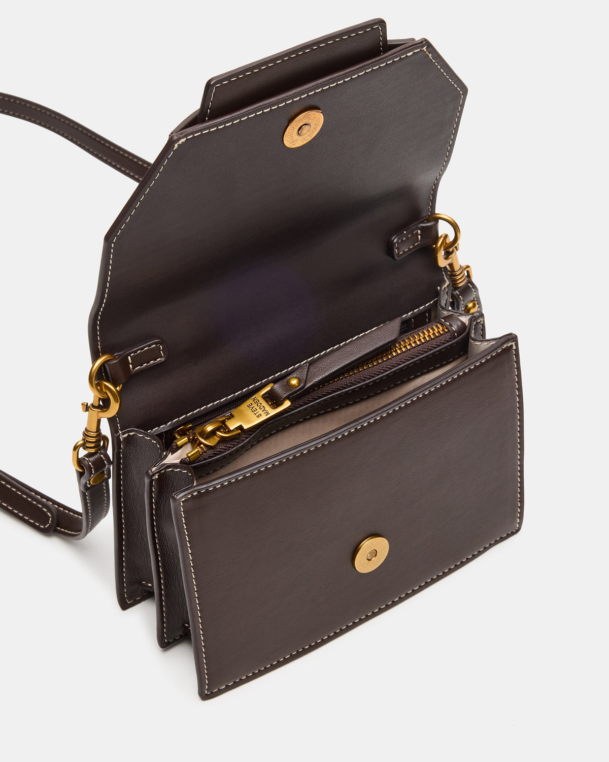 PREPPY Bag Brown Structured Top-Handle Penny Loafer Crossbody Handbag - Steve Madden