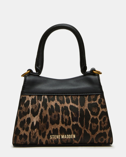 MADLYN Bag Leopard Structured Turn-Lock Closure Top-Handle Crossbody Mini Handbag - Steve Madden