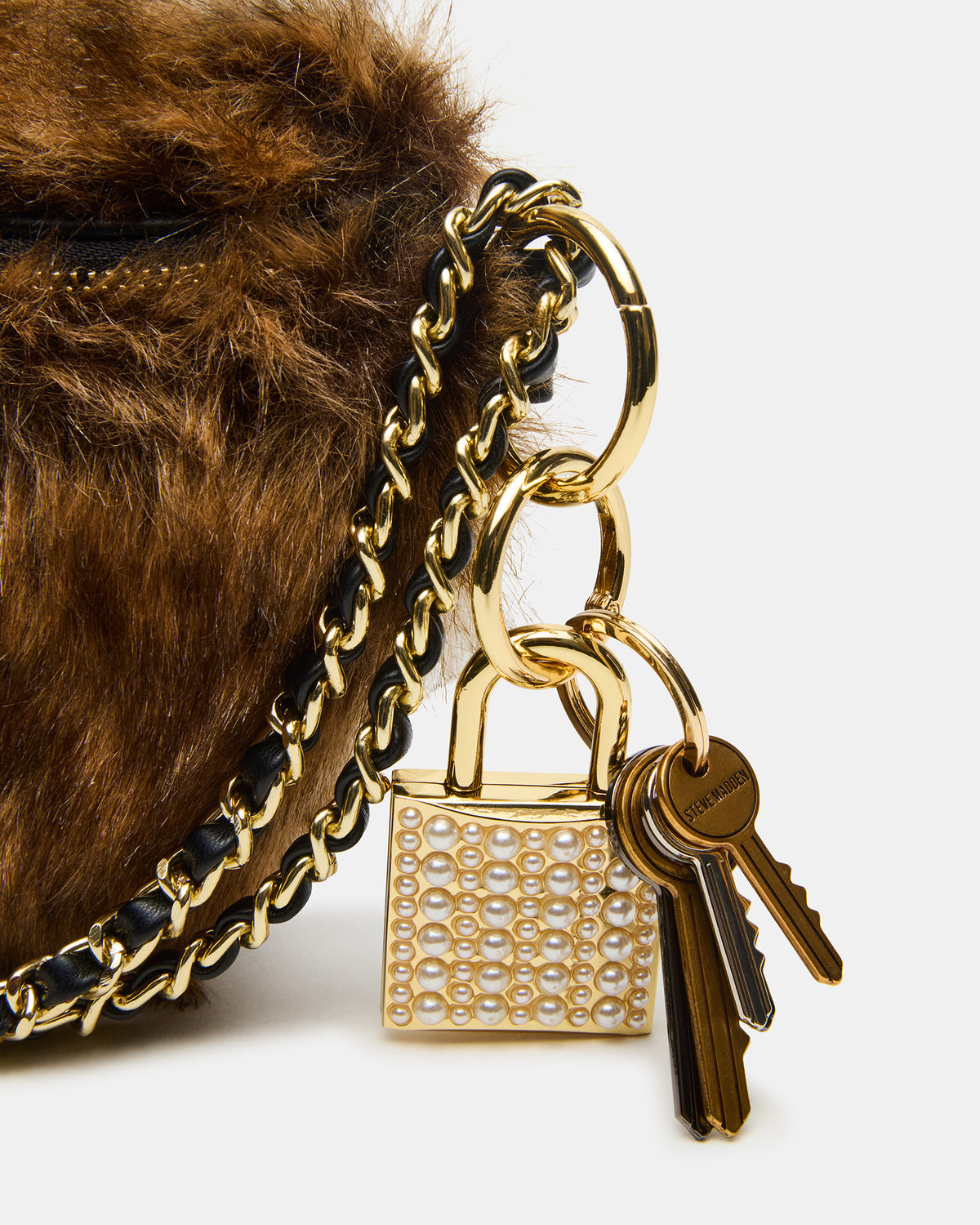 WYLDER Bag Brown Faux Fur Crossbody Women's Belt Handbag - Steve Madden