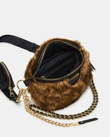 WYLDER Bag Brown Faux Fur Crossbody Women's Belt Handbag - Steve Madden