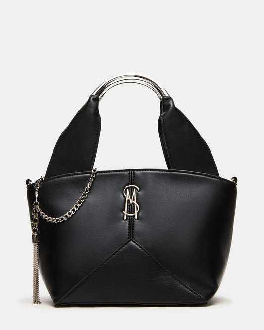 VIV Bag Black/Silver Top-Handle Hardware Embellished Handbag - Steve Madden
