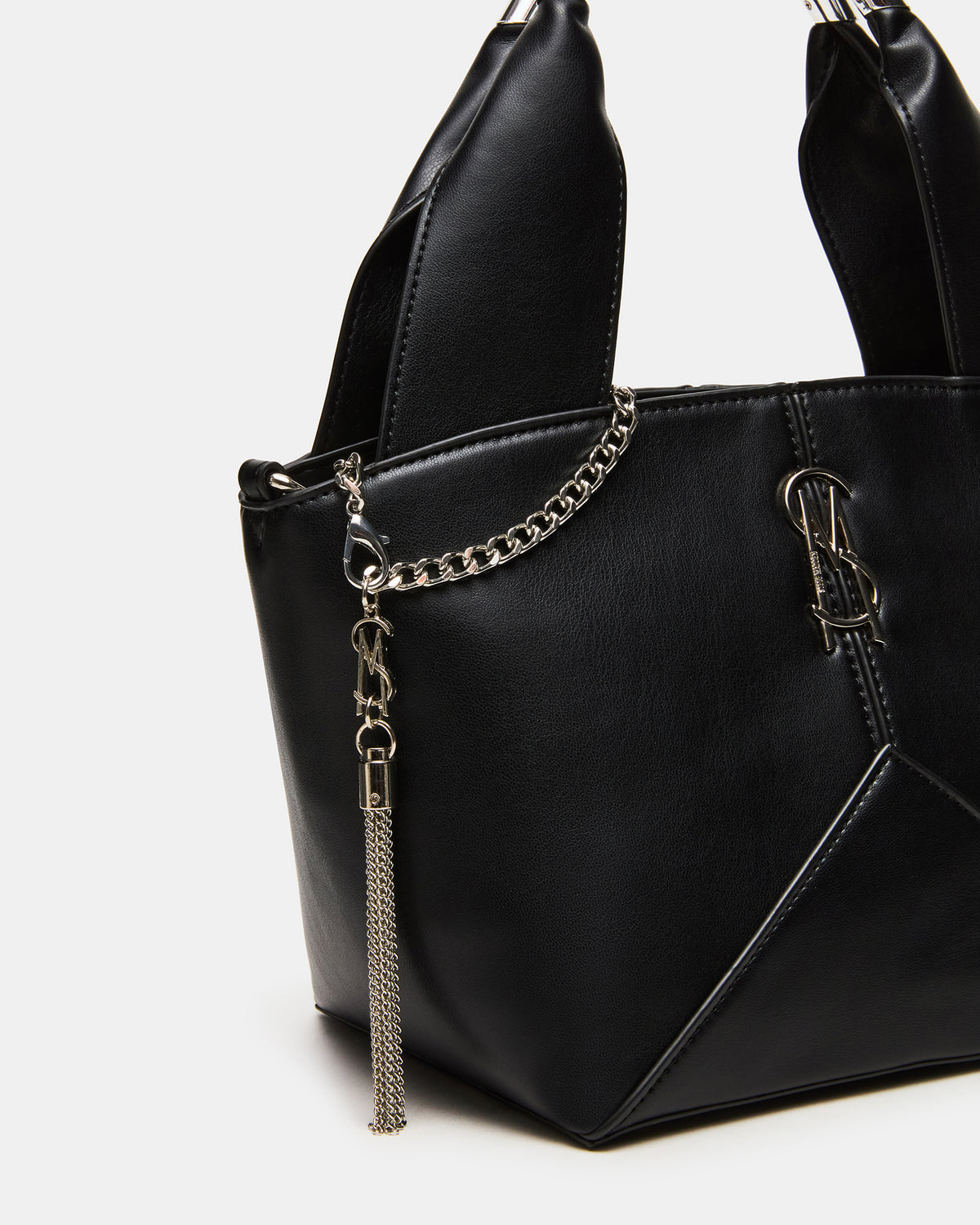 VIV Bag Black/Silver Top-Handle Hardware Embellished Handbag - Steve Madden