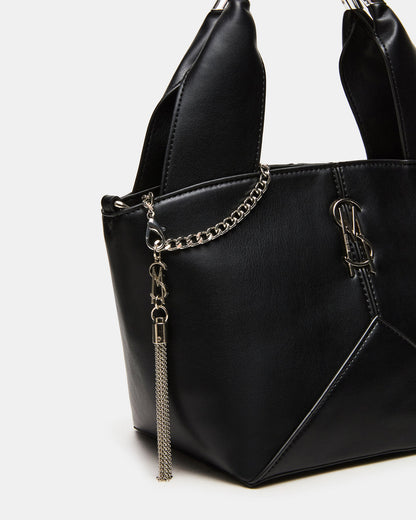 VIV Bag Black/Silver Top-Handle Hardware Embellished Handbag - Steve Madden