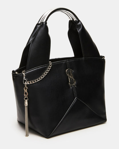 VIV Bag Black/Silver Top-Handle Hardware Embellished Handbag - Steve Madden