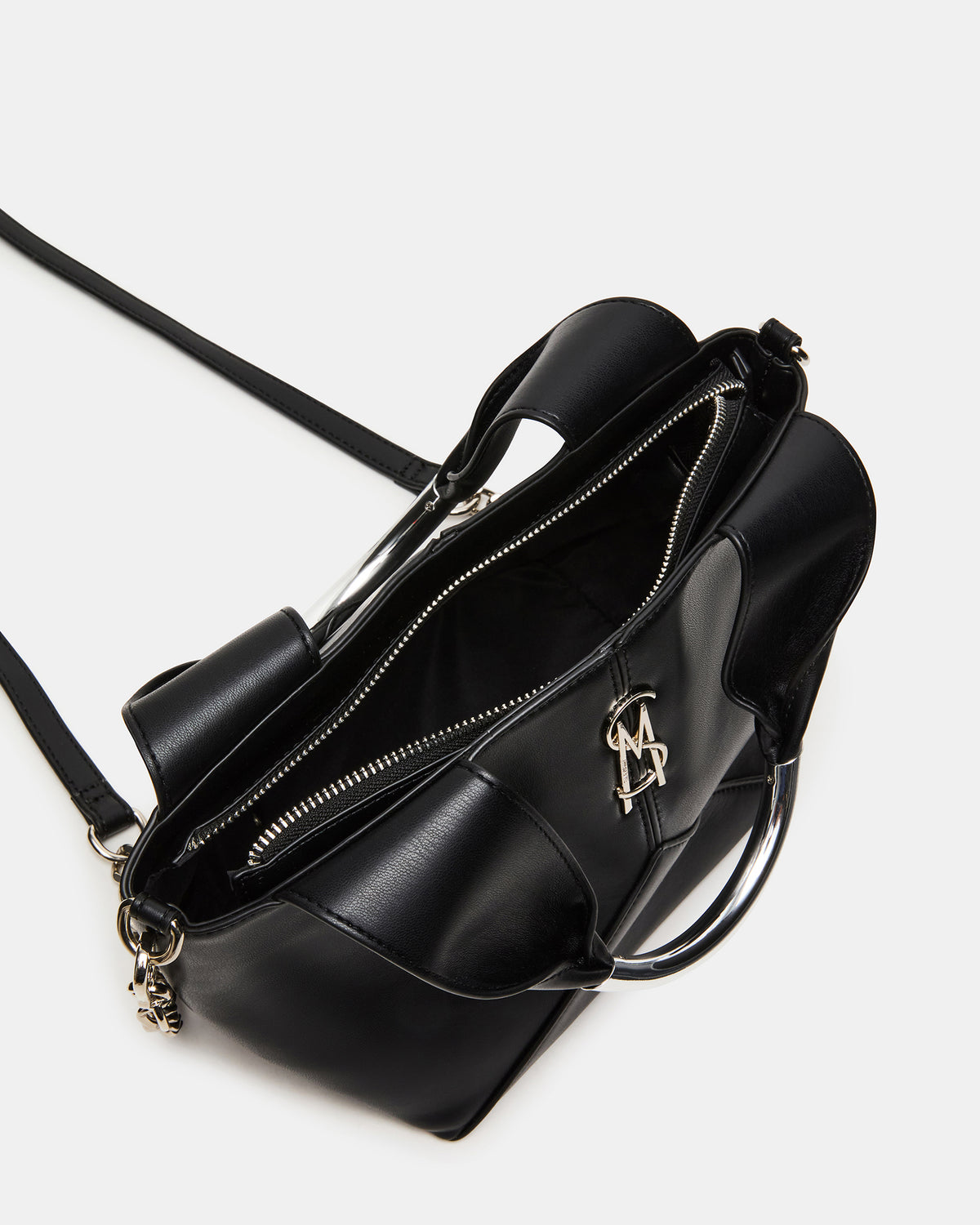 VIV Bag Black/Silver Top-Handle Hardware Embellished Handbag - Steve Madden
