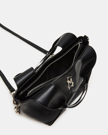 VIV Bag Black/Silver Top-Handle Hardware Embellished Handbag - Steve Madden