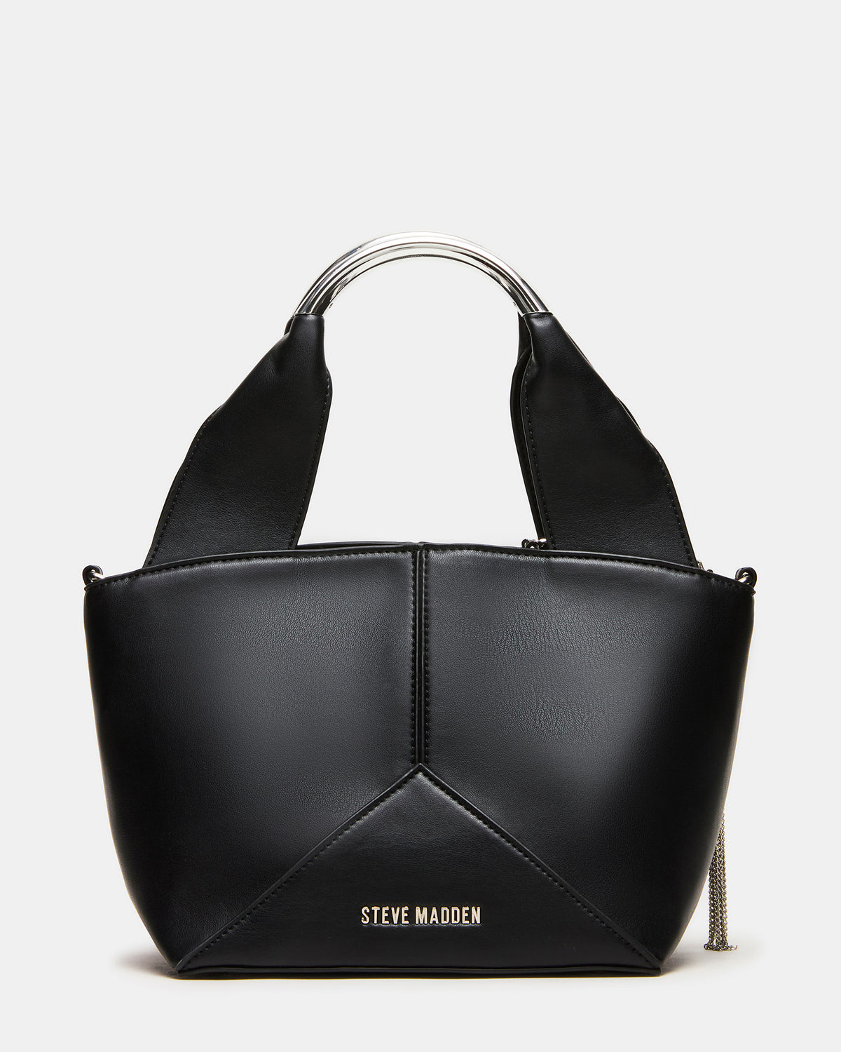 VIV Bag Black/Silver Top-Handle Hardware Embellished Handbag - Steve Madden