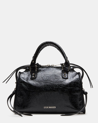 RIGGS Bag Embellished Black Distressed Slouchy Top-Handle Crossbody Satchel Handbag - Steve Madden