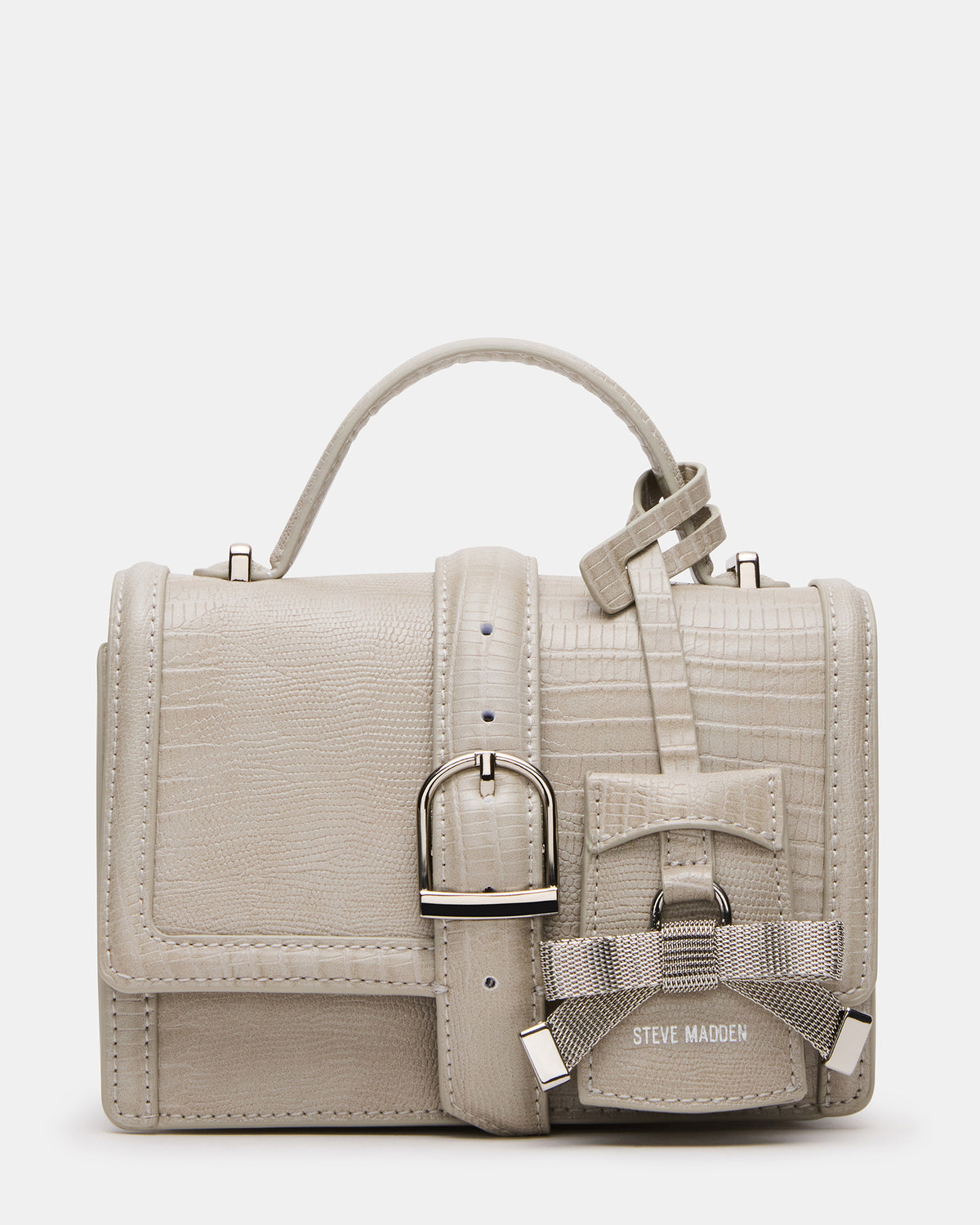 CLARK Bag Light Grey Structured Top-Handle Mini Handbag - Steve Madden