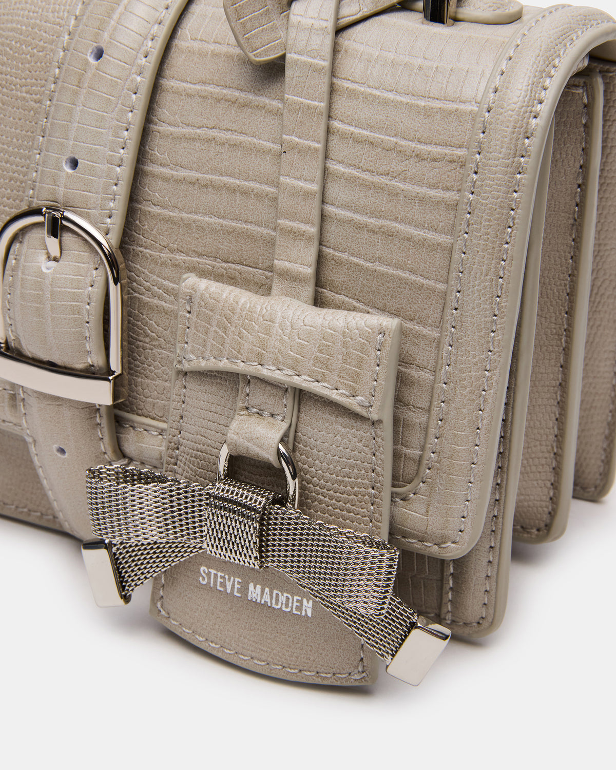 CLARK Bag Light Grey Structured Top-Handle Mini Handbag - Steve Madden