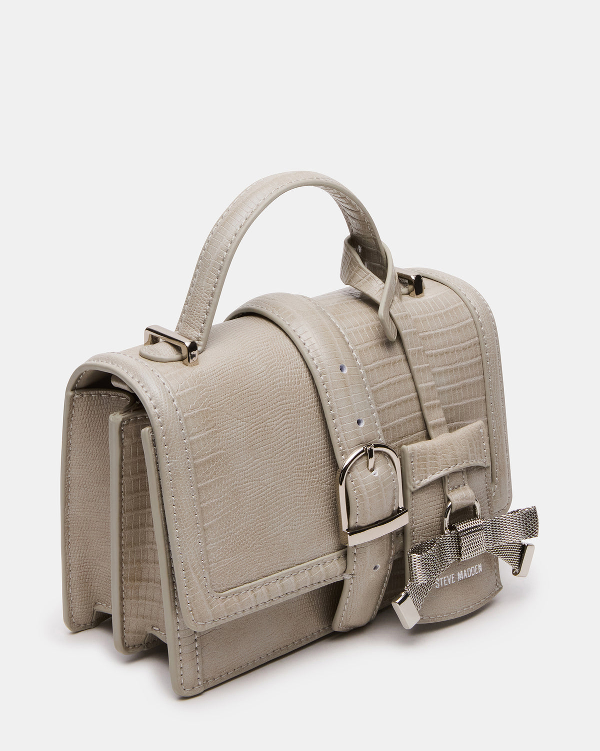 CLARK Bag Light Grey Structured Top-Handle Mini Handbag - Steve Madden