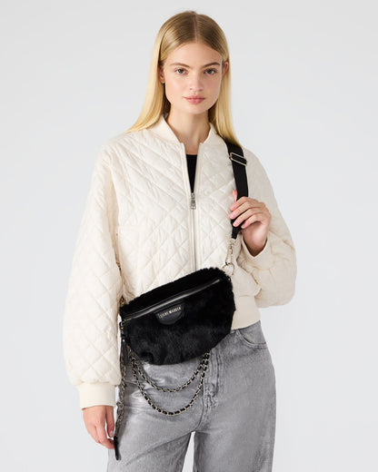 WYLDER Bag Black Faux Fur Crossbody Women's Belt Handbag - Steve Madden