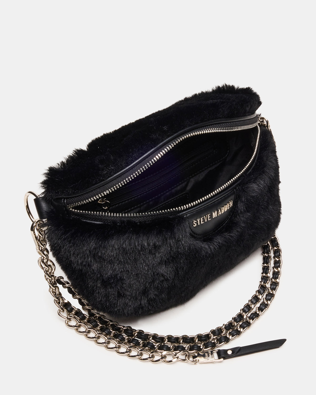 WYLDER Bag Black Faux Fur Crossbody Women's Belt Handbag - Steve Madden
